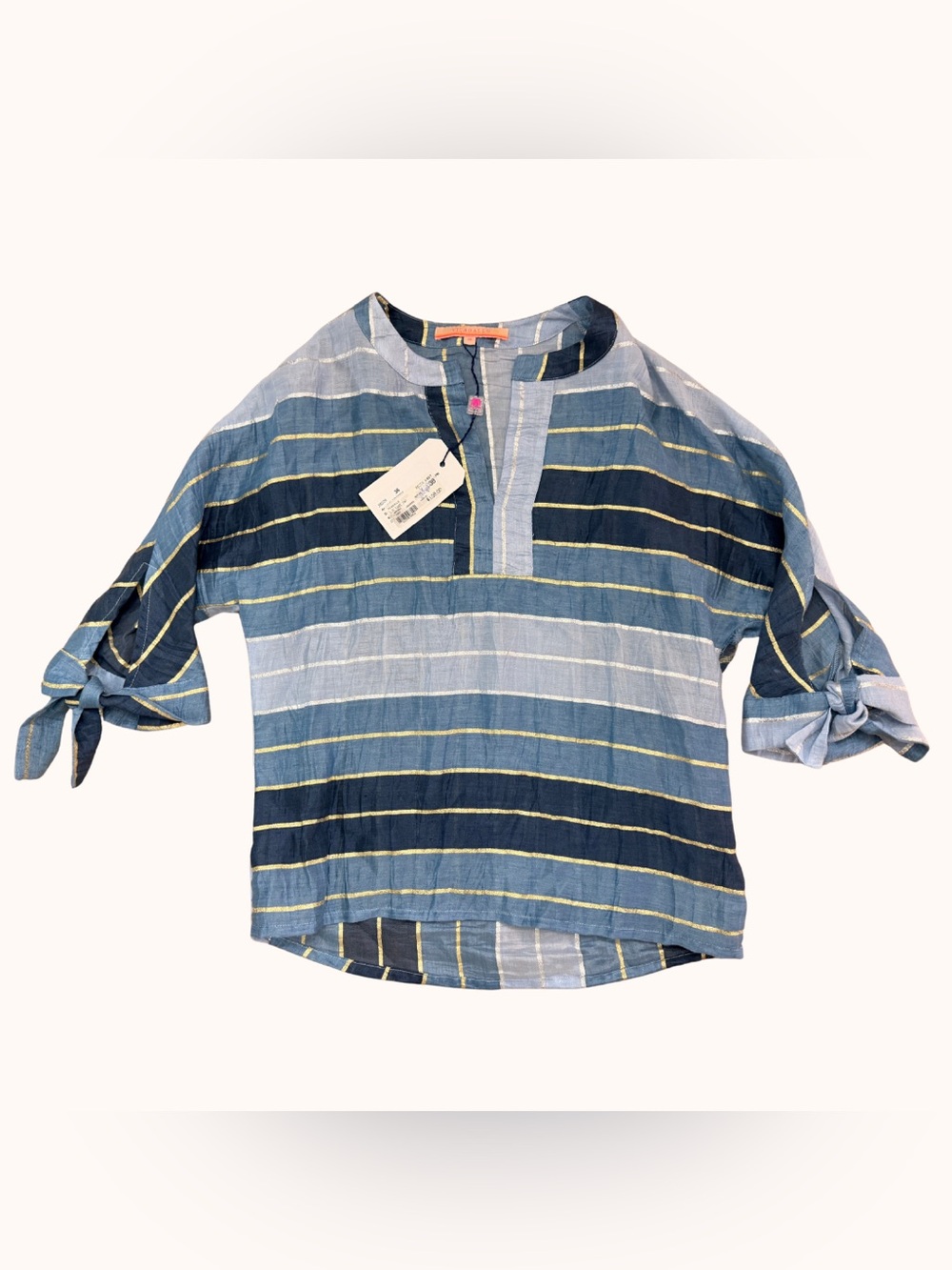 Vilagallo Blue Striped Button-Down Casual Shirt